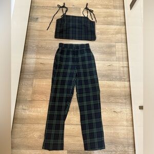 Brandy Melville Irish plaid two piece set nwot